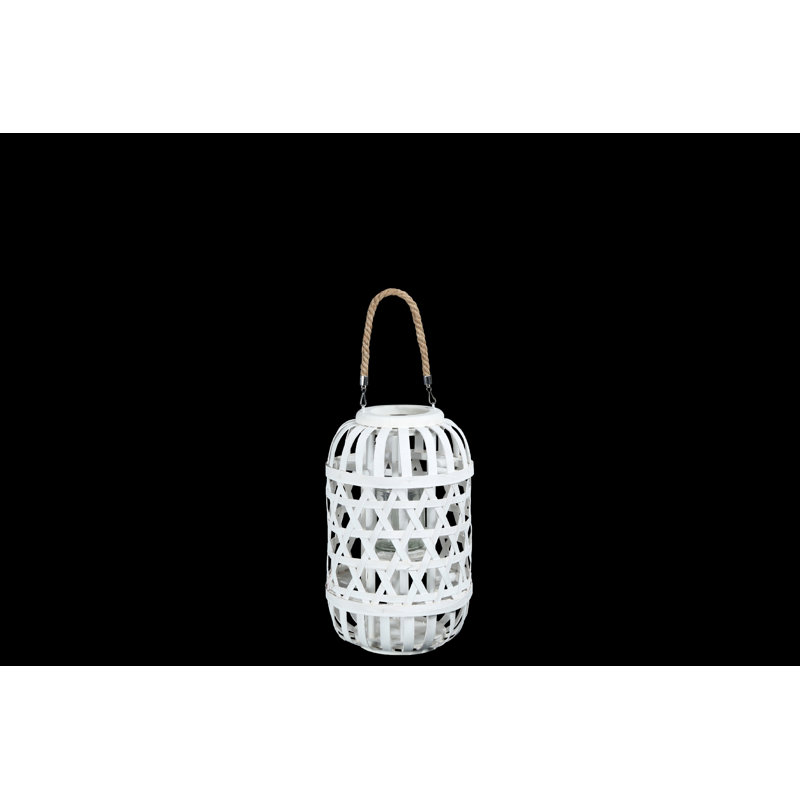 Lanterne ronde en bois, Blanc, H 15,75 po x l 10 po x P 10 po