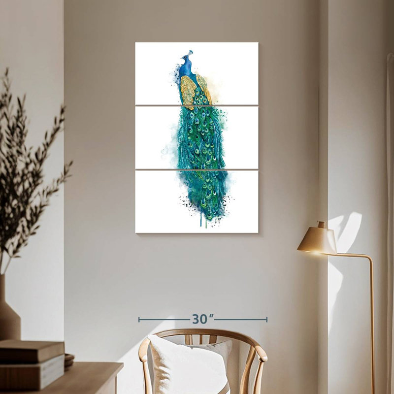 Brampt Blue Peacock Splatter, 57" H x 36" W