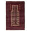 Tapis rouge Baluch unique fait à la main 2 pi 10 po x 4 pi 4 po One Of Kind