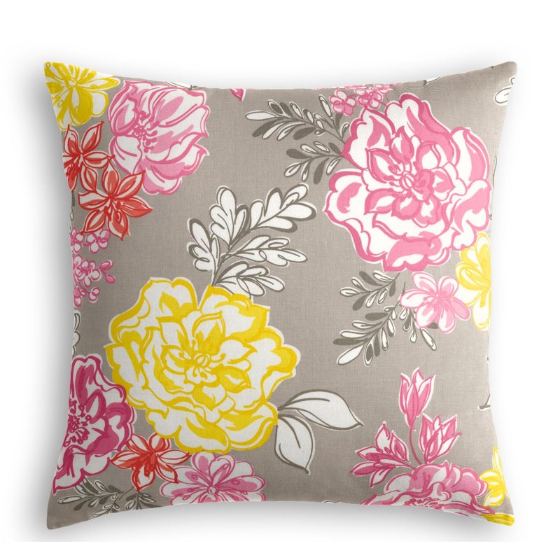 Tobi Fairley Lizzie Square Pillow Cover & Insert, 16" x 16", Coral/Blue