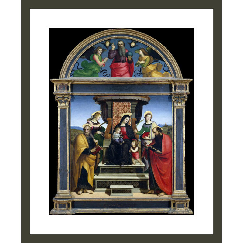«Madonna and Child Intrroned with Saints» par Raphael, impression giclée sur cadre, H 28,48 po x l 23,5 po