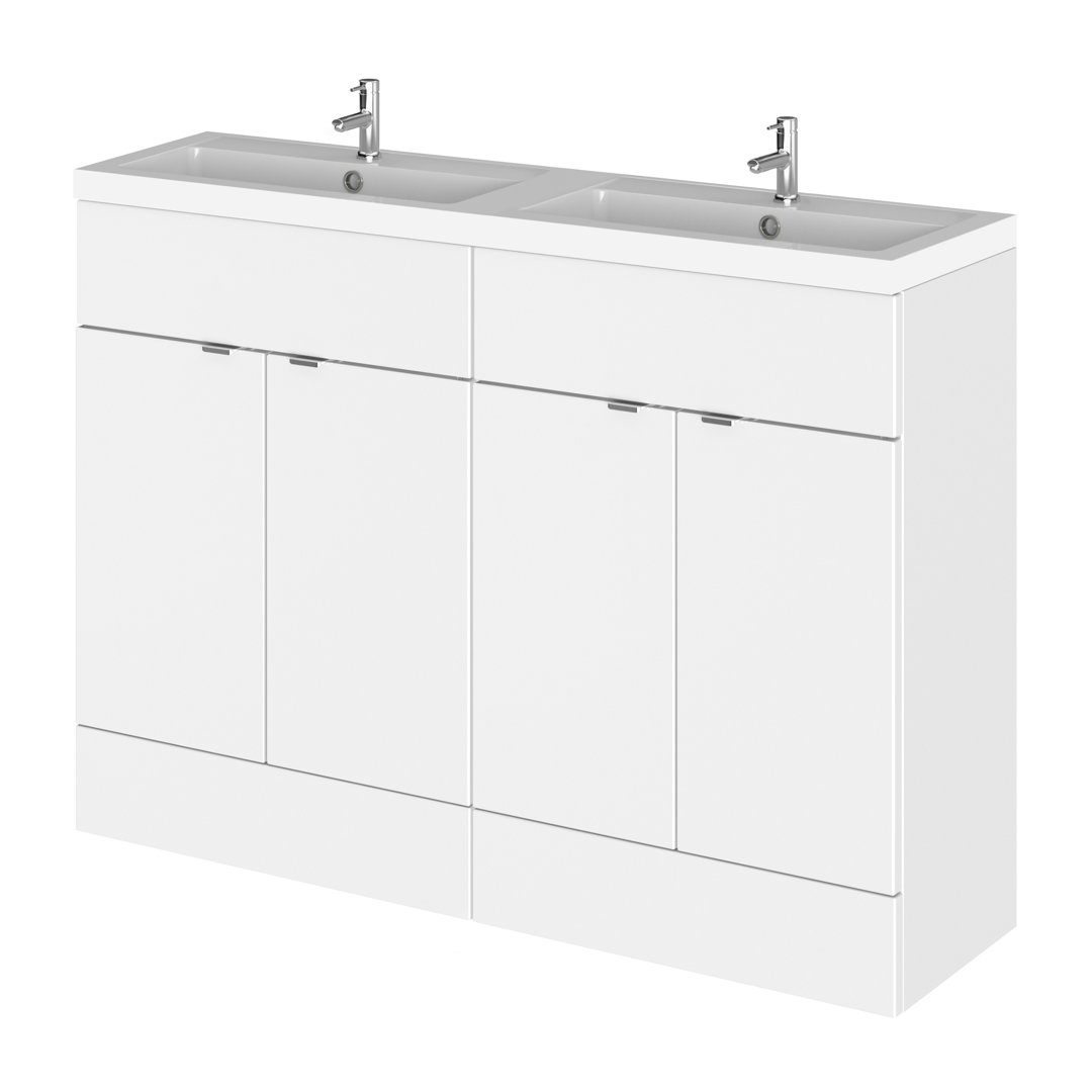 Fusion 1205mm Double Bathroom Vanity with Integrated Polymarble Basin