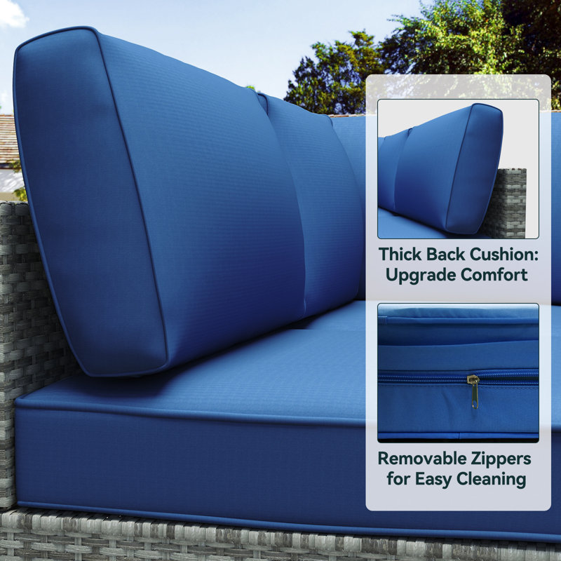 Ensemble de 14 coussins d'extérieur pour 7 pièces, ensemble de conversation en rotin, coussins de remplacement pour meubles de patio, coussins de canapé de remplacement de 4 pouces