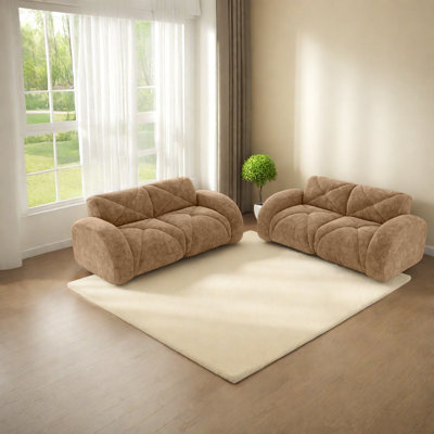 Comfy 2-piece Sofas, Velvet Modern Style For Living Room