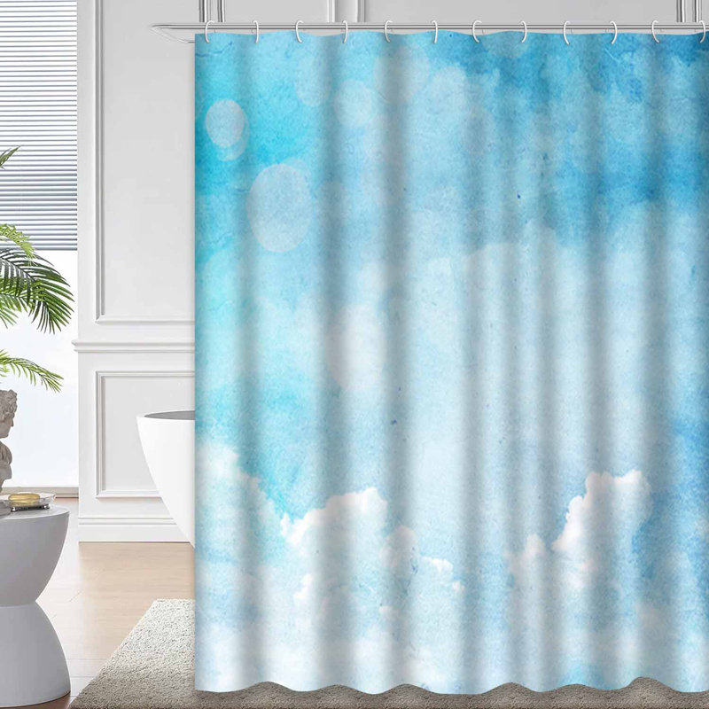 Rideau de douche avec 12 crochets aquarelle, L 72 po x l 78 po