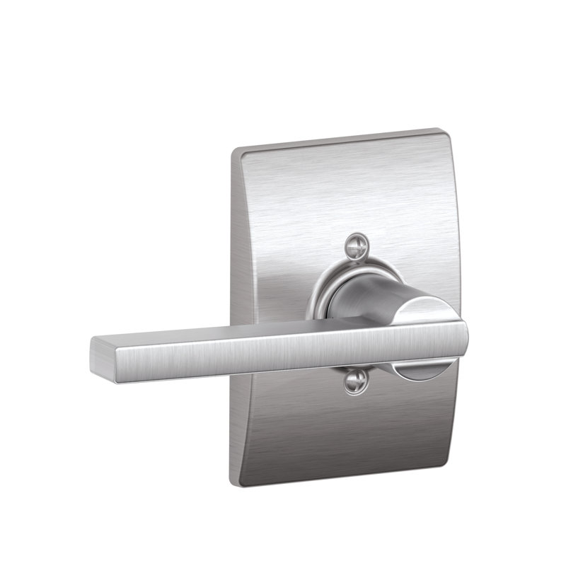 Latitude Door Lever with Centrury Rosette, Satin Chrome