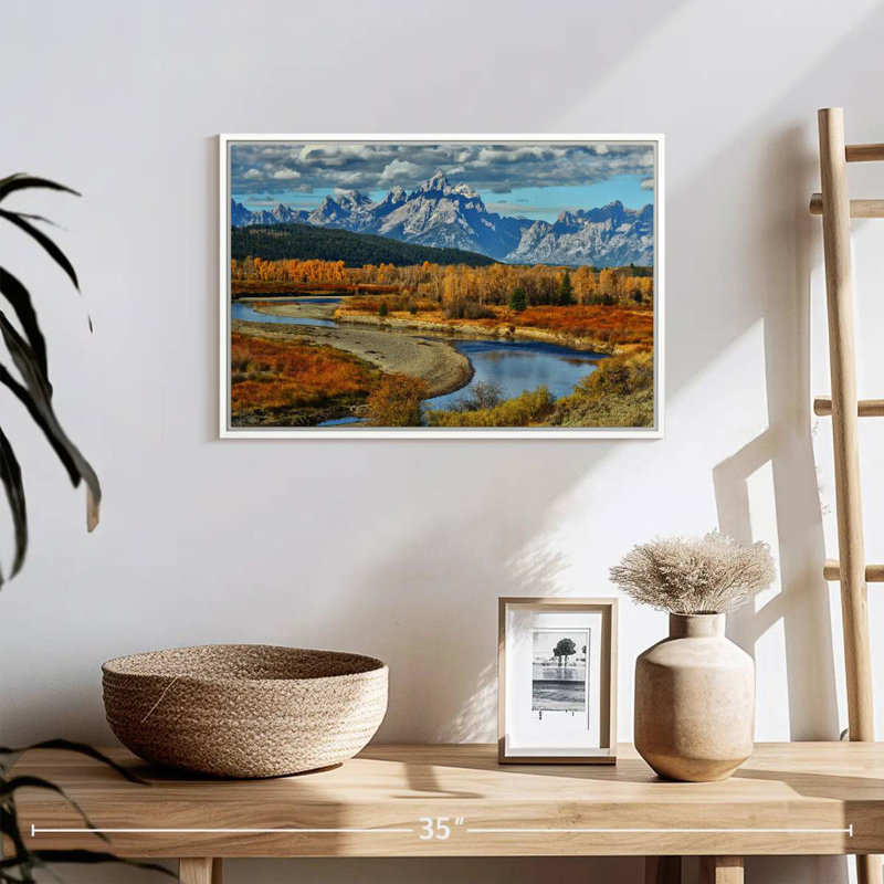 Rivière Teton Mountains, Cadre flottant blanc, 19 po x 13 po