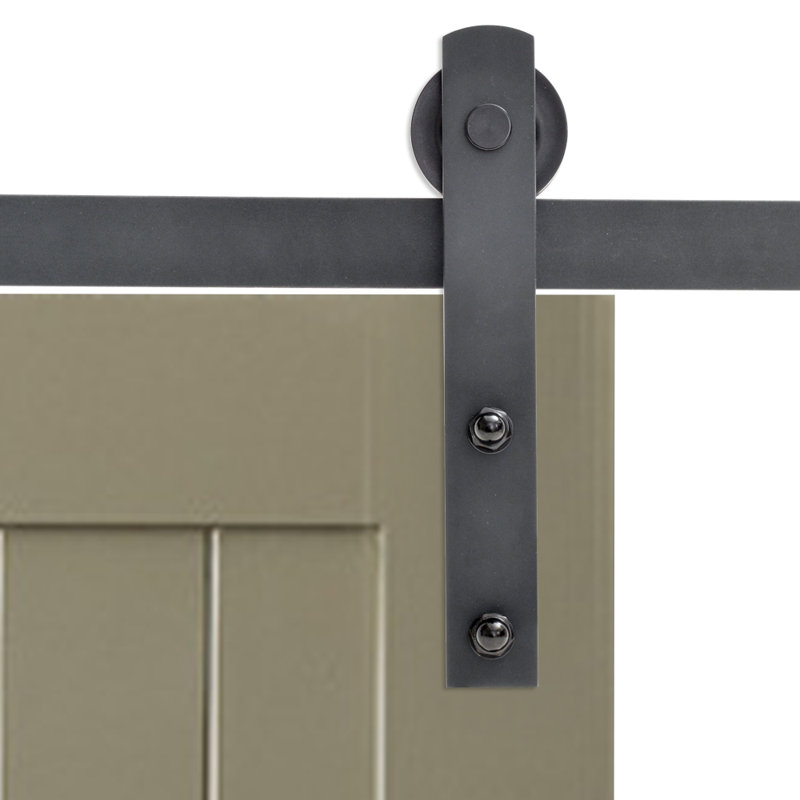 Steel Standard Single Door Barn Door Hardware Kit, Matte Black