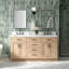 Meuble-lavabo double en bois massif 66 po avec plateau en quartz Carrara de 1,5 po Thornaby-1280306991-1295182540