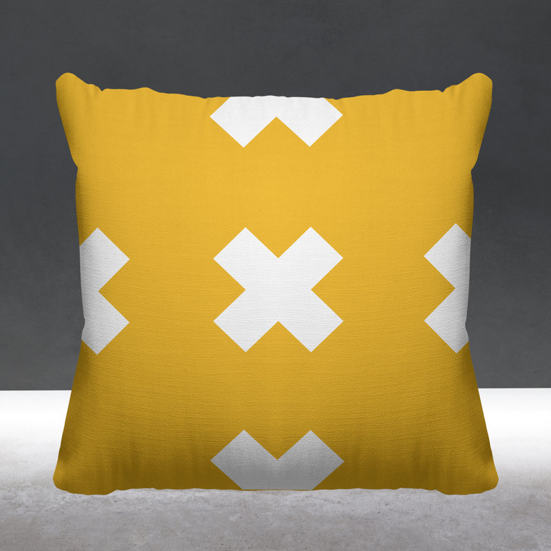 Coussin intérieur / extérieur Luella, 15 po x 15 po, Jaune, Carré