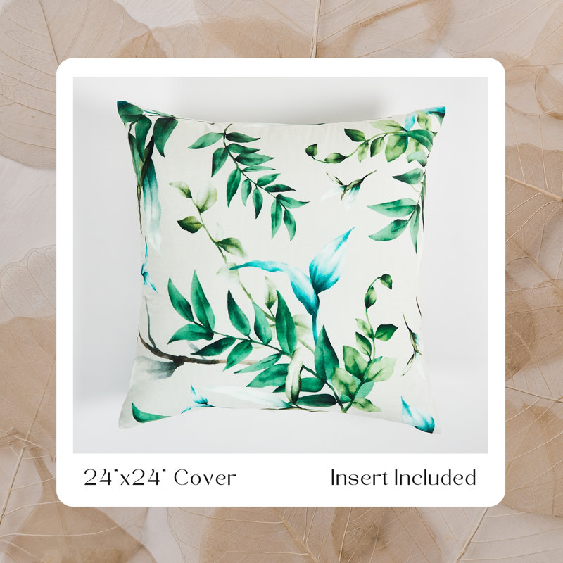 Floral Green Throw Pillow 24"
