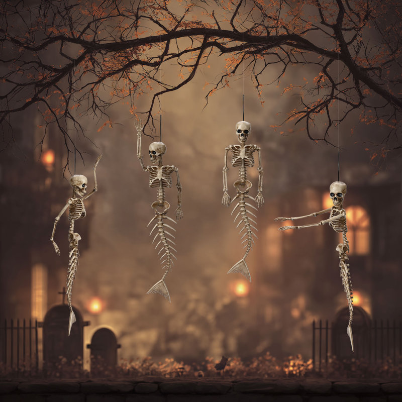 Décorations d'Halloween 4 pièces de squelette de sirène avec joints articulés 4 pièces Annekristin