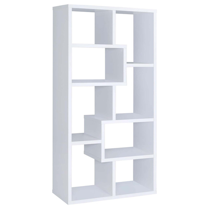 Winou 71"H X 35.5"W Wood Geometric Display Bookcase, White