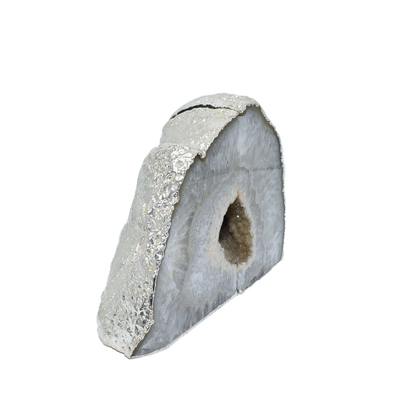 Agate / Geode Non-Skid Bookends, Gray/Silver, 4.5" H X 5.5" W x 2" D