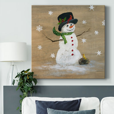 Bonhomme de neige en bois III sur toile