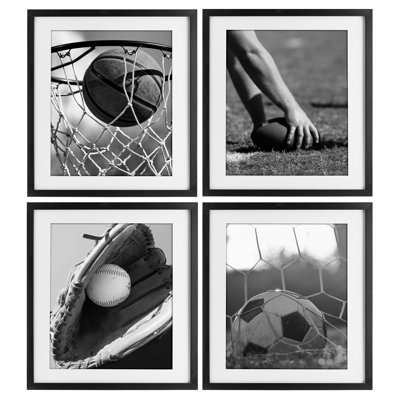 Athlétisme Sports In Action, ensemble de 4 impressions sous verre encadrées, design par Marcus Prime