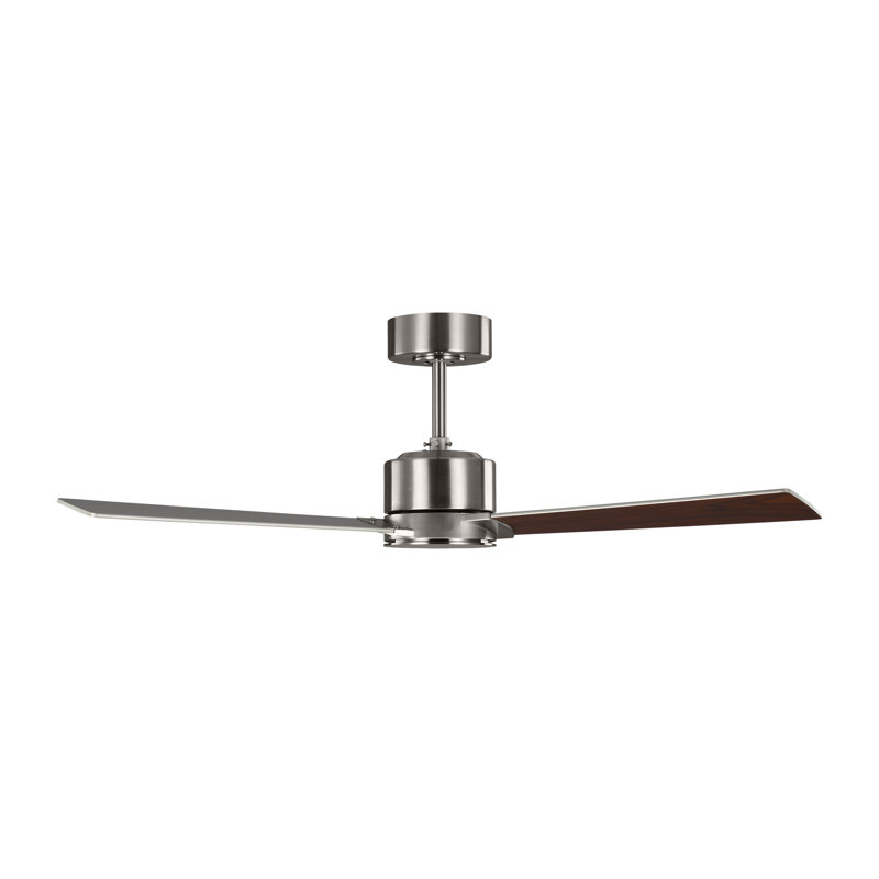 Rozzen Downrod Ceiling Fan, Silver/Walnut, 44", Brushed Steel
