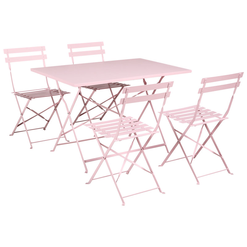 Rectangular 5 - Piece 4 - Person Outdoor Table Set, Pink