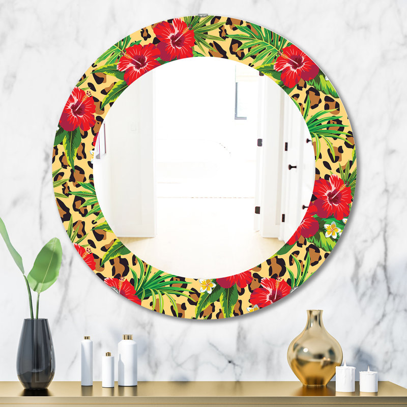 Leopard 1 - miroir bohémien et éclectique, H 31,5 po x l po