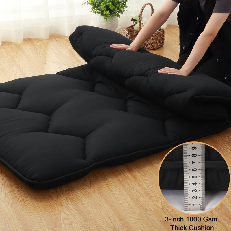 Matelas de futon pliable japonais, Noir, Grand lit