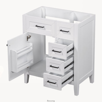 Base de meuble-lavabo autoportant de 30 po avec cadre solide et panneau de fibres à densité moyenne avec tiroirs, vert