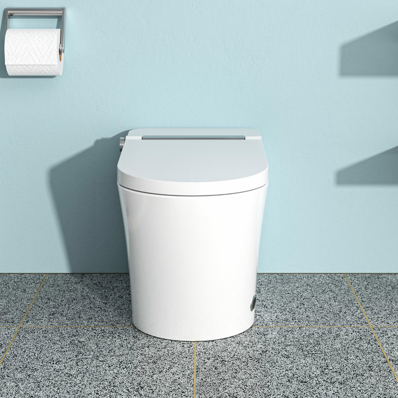 Toilette intelligente avancée avec bidet - ouverture et fermeture automatiques, siège chauffant, lavage à l'eau tiède, sécheuse, affichage à DEL, haute technologie de nuit, chasse d'eau à capteur de pied