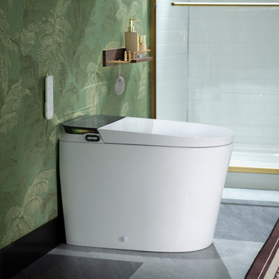 Toilette intelligente bidet WOODBRIDGE avec chasse d'eau ultra silencieuse et rapide, score de chasse MaP de 1000 g, bouclier en mousse, hauteur confort ADA, ouverture / fermeture automatique, chasse occultante, lumière ambiante, siège chauffant avec système de parfum