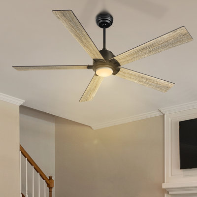 Ventilateur de plafond moderne et intelligent avec lumières DEL, ventilateur de plafond à 5 pales avec télécommande, ventilateur de chambre à coucher et ventilateur de salon