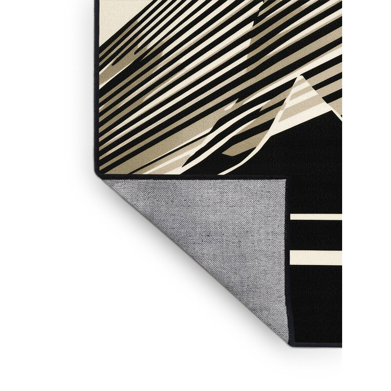 Machine Washable Auburndale Baseball Batter Swing Modern & Contemporary Striped Rug in Gray – Black Binding, 2x4