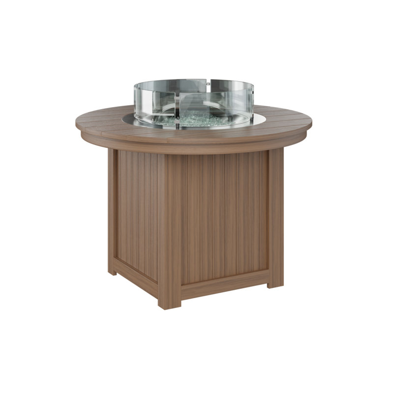 Berlin Gardens Donoma 44″ Round Dining Fire Pit Table, Antique Mahogany