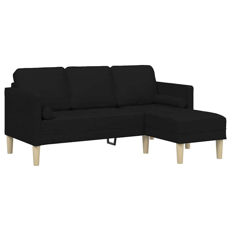 vidaXL Sofa Set with Cushion Black Polyester, Black