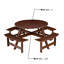 Table de pique-nique ronde pour 8 personnes avec 4 bancs intégrés-4322111