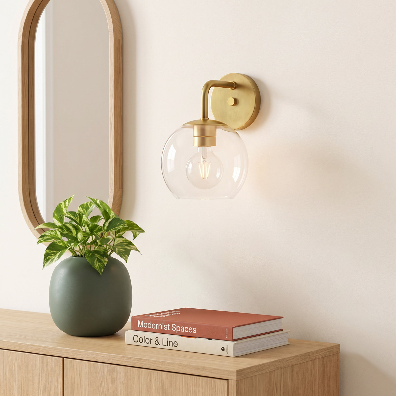 John Single Light Glass Dimmable Armed Sconce