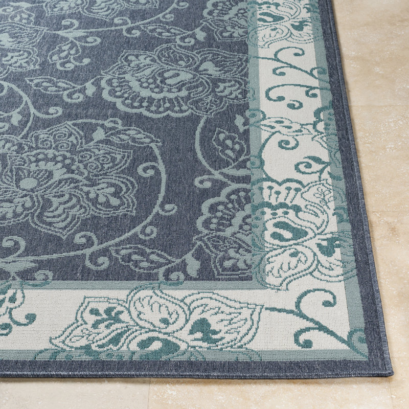 Tapis floral intérieur / extérieur Amato, Rond 5 pi 3 po