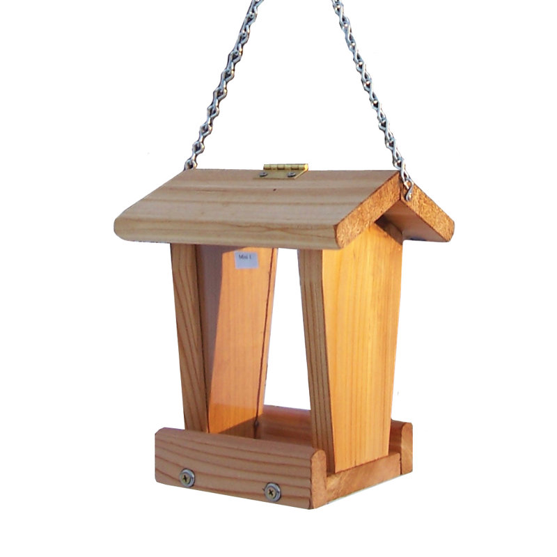 Wood Hanging Hopper Bird Feeder