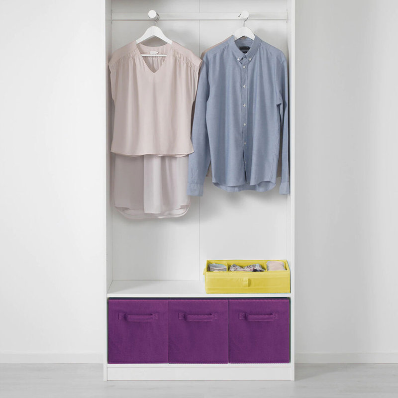 2 Pack Collapsible Fabric Cube Storage Bins, Purple