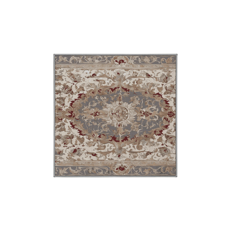Tapis gris soyeux et moelleux, Carré 7 pi