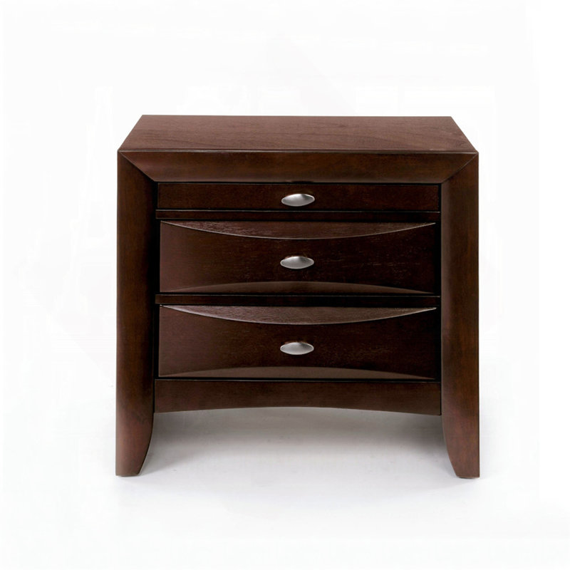 Table de chevet en bois avec 2 tiroirs et 1 plateau