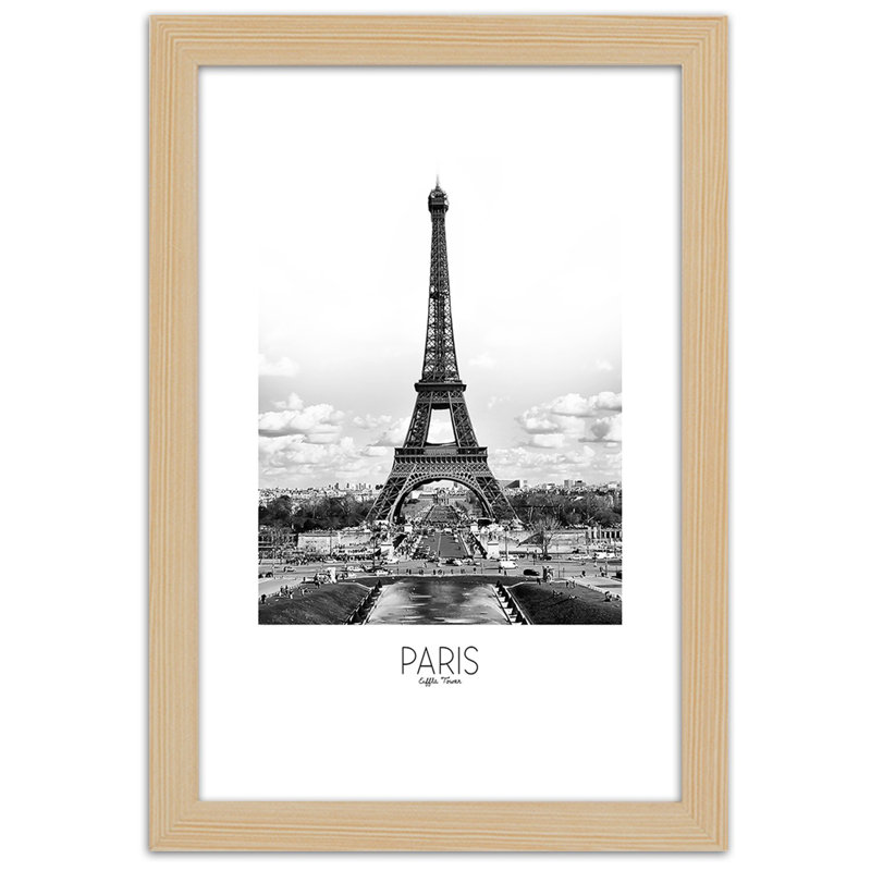 City Of Paris Eiffel Tower - Single Picture Frame Print, 100cm H x 70cm W, Light Brown