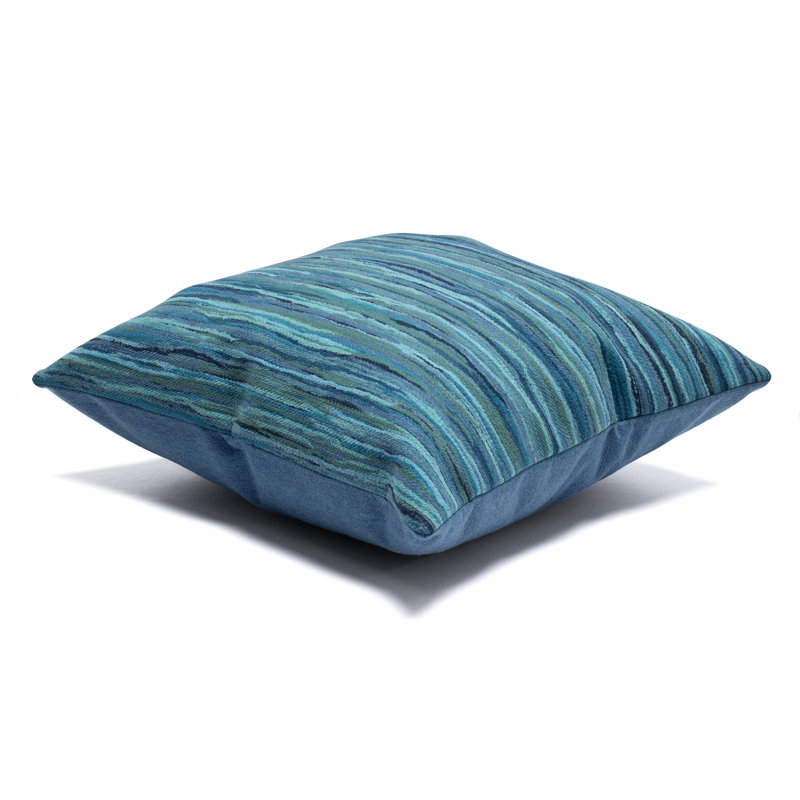 Blue Striped Polyester Rectangular Indoor/Outdoor Pillow