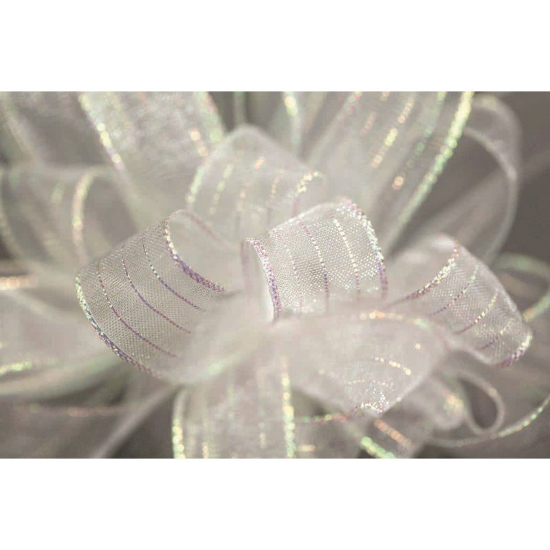 Solid Colour Fabric Shatterproof Ribbon, 1.5" H x 4" W x 4" D, Pearl/Silver