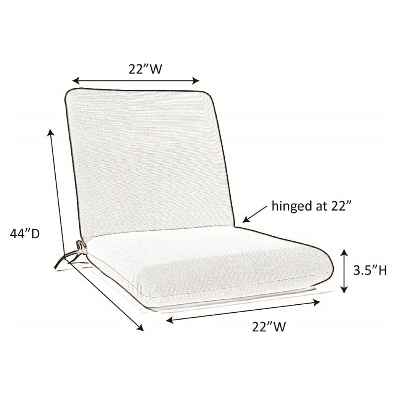 Casual Cushion Outdoor Club Chair Cushion, Sunbrella Fade & Water Resistant for Patio Club Chairs & Deep-Seat Loungers, 22"W x 22"D, 3.5" thick; Back 22"W x 22"H, 3.5" thick, Reversible, Canvas Aruba