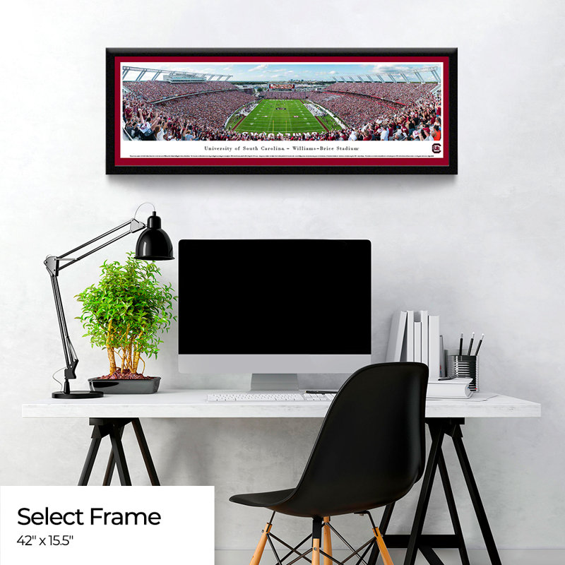 Impression panoramique de football South Carolina, H 15,5 po x l 42 po x P 1,38 po, Papier avec cadre noir
