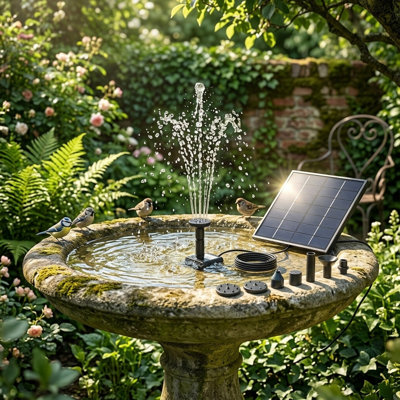 Bird Bath DIY Solar Water Pump Kit Solar Powered Water Spray Pump With 4 Nozzles DIY Water Feature Outdoor Water Spray For Bird Bath Garden And Fish Tank