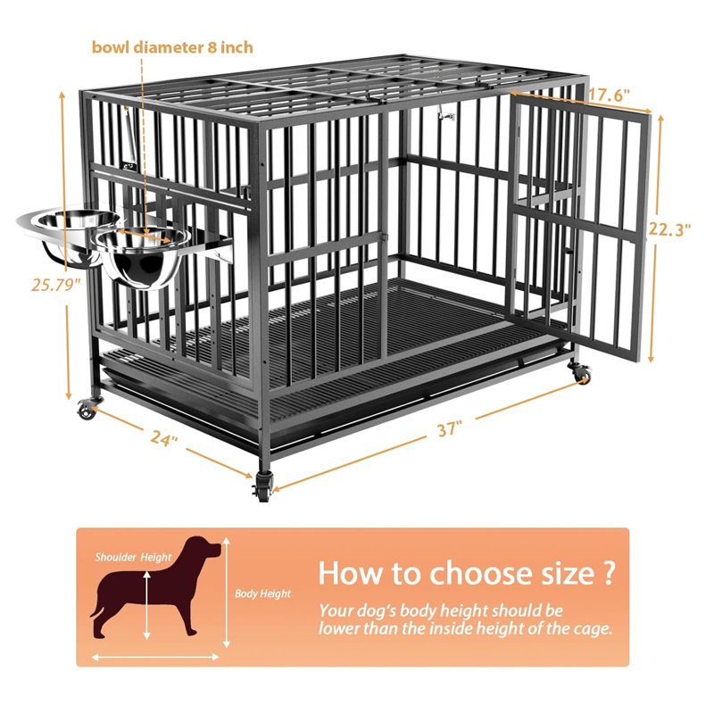 Cage pour chien robuste Aobha, H 25,79 po x l 37 po x P 24 po