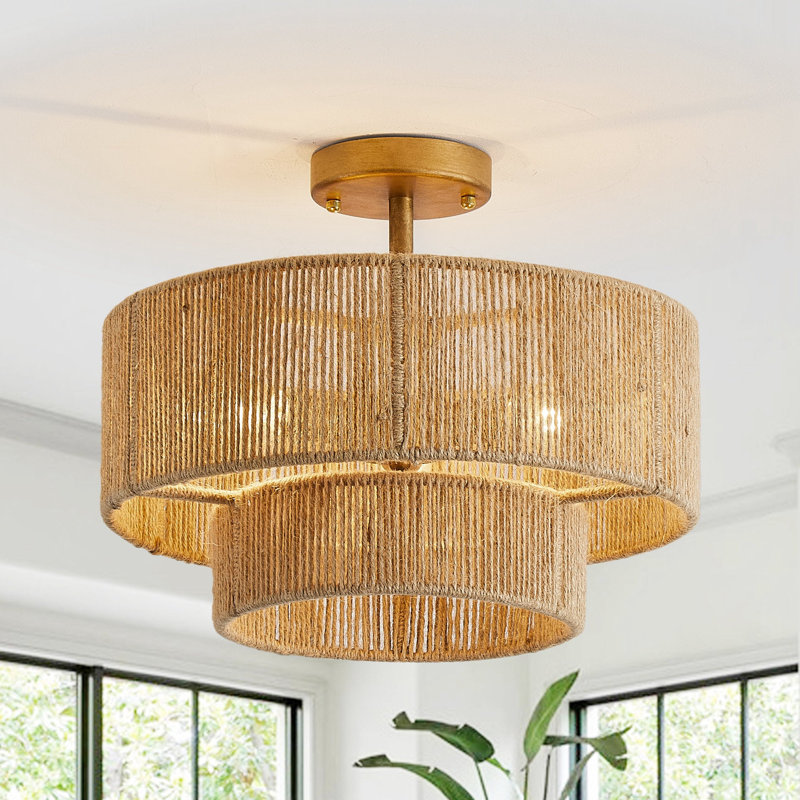 Plafonnier semi-encastré 3 lumières Coastal Jute