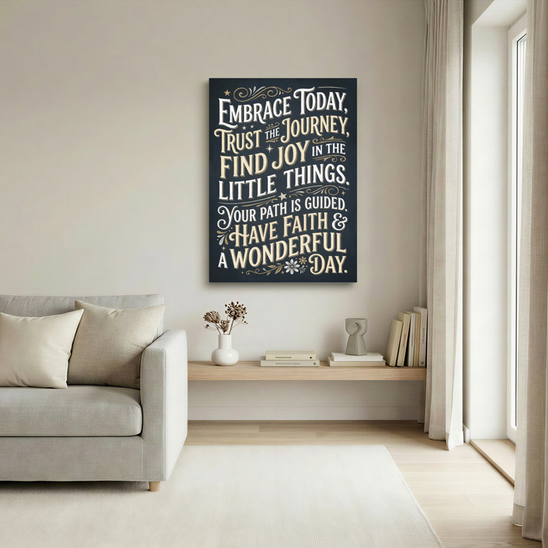 Embrace Today Trust The Journey Find Joy In The Little Things Canvas Wrapped Wall Art Inspirational Quote Print For Home Office Or Bedroom Decor