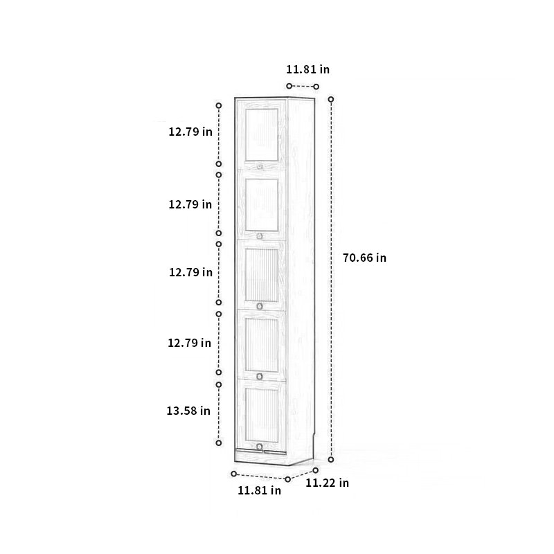 Elice Barister Bookcase, (5 Shelves) 71" H x 12" W x 11" D