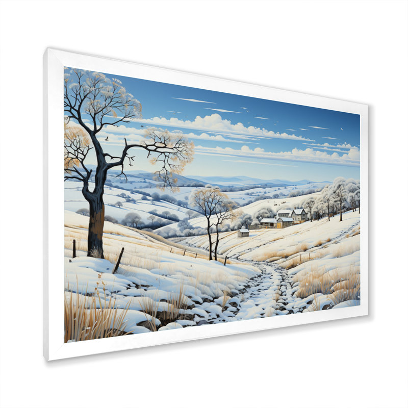 «Snow Winters Embrace Pastoral I», reproduction sur toile, H 24 po x l 32 po x P 1 po, Cadre photo blanc