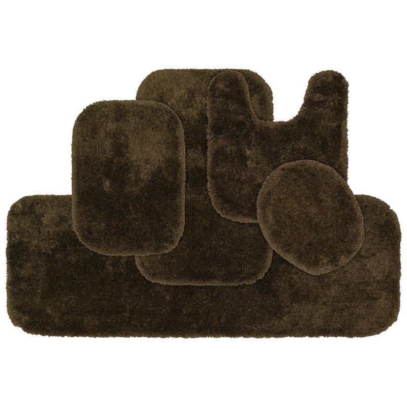 Mccluney 5 Piece Ultra Soft Bath Rug / Mat Set with a Non-Slip Backing, Chocolate